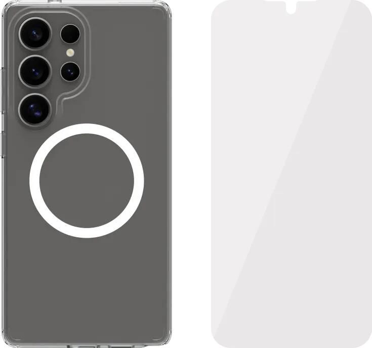 BlueBuilt Protective Back Cover met Magneet Samsung Galaxy S25 Ultra Transparant + Screenprotector Glas