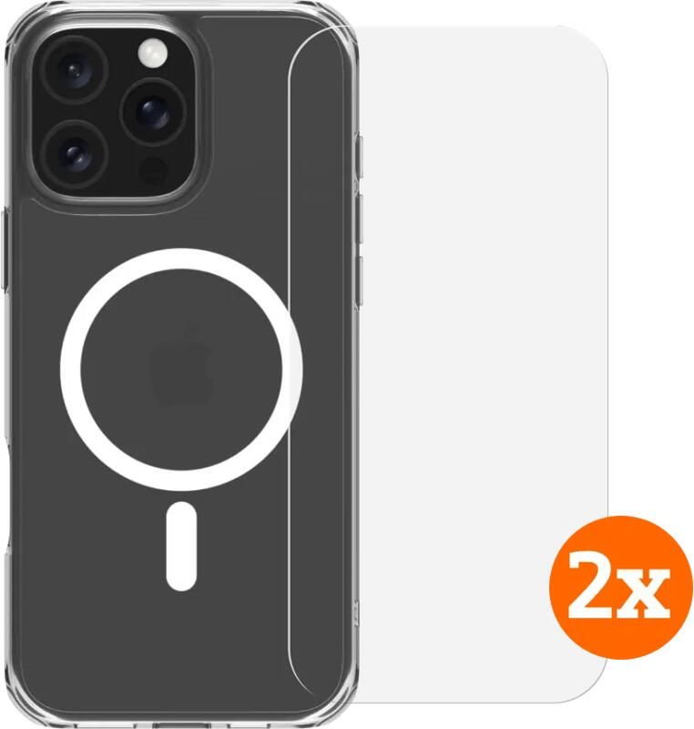 BlueBuilt Protective Back Cover met MagSafe iPhone 16 Pro Max + Screenprotector Duo Pack