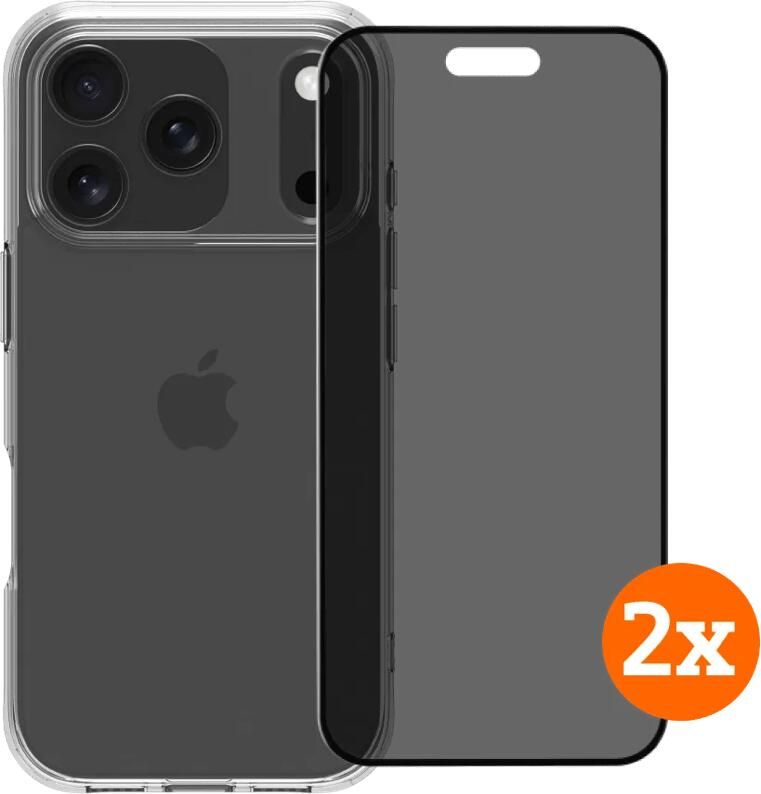 BlueBuilt Protective Cover iPhone 17 Pro Transparant + Privacy Screenprotector Duo Pack