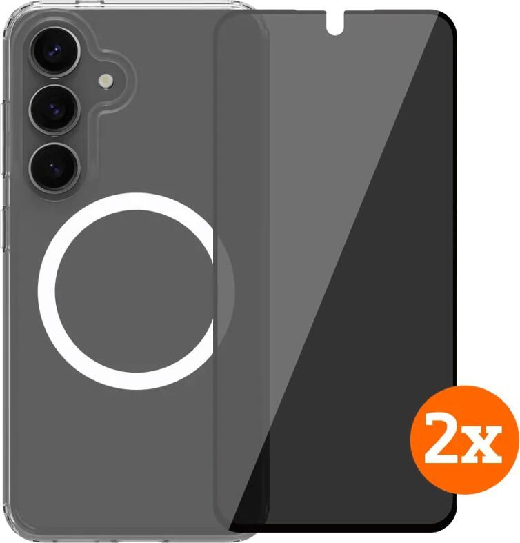 BlueBuilt Protective Cover Magneet Galaxy S25 Transparant + Privacy Protector Duo Pack