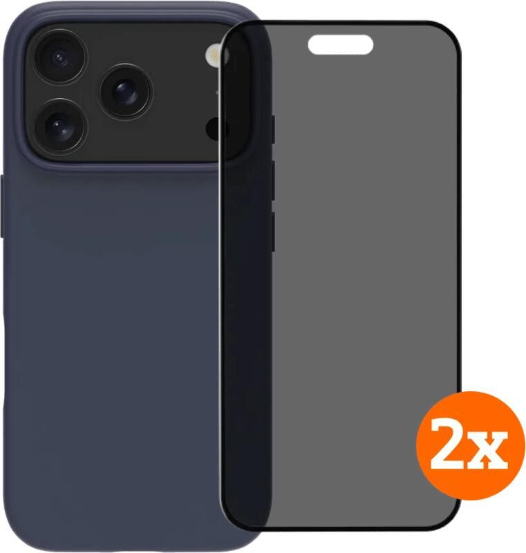 BlueBuilt Protective Cover MagSafe iPhone 17 Pro Blue + Privacy Screenprotector Duo Pack