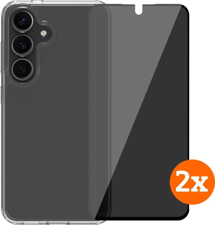 BlueBuilt Protective Cover Samsung Galaxy S25 Transparant + Privacy Protector Duo Pack