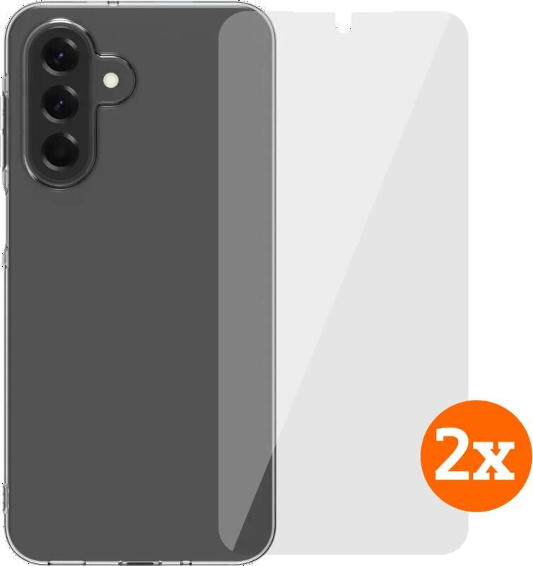 BlueBuilt Samsung Galaxy A17 4G 5G Back Cover Transparant + Screenprotector Glas Duo Pack