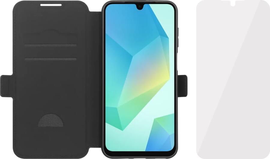 BlueBuilt Samsung Galaxy A17 Book Case Leer Zwart + Screenprotector Glas