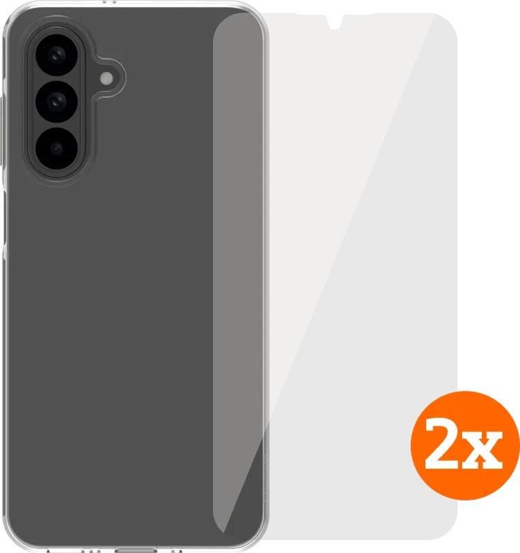 BlueBuilt Samsung Galaxy A26 Back Cover Transparant + Screenprotector Glas Duo Pack