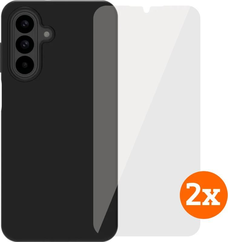 BlueBuilt Samsung Galaxy A26 Back Cover Zwart + Screenprotector Glas Duo Pack