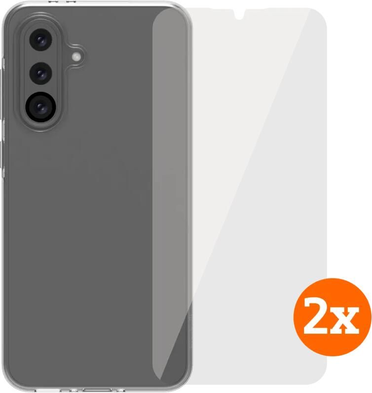 BlueBuilt Samsung Galaxy A36 Back Cover Transparant + Screenprotector Glas Duo Pack