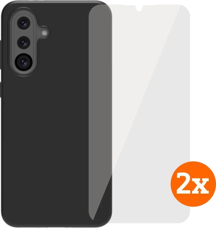BlueBuilt Samsung Galaxy A36 Back Cover Zwart + Screenprotector Glas Duo Pack