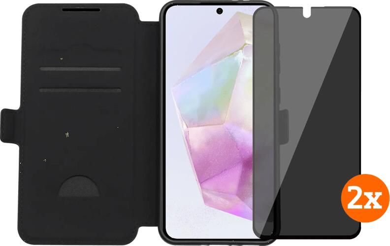 BlueBuilt Samsung Galaxy A36 Book Case Zwart + Privacy Filter Screenprotector Duo Pack