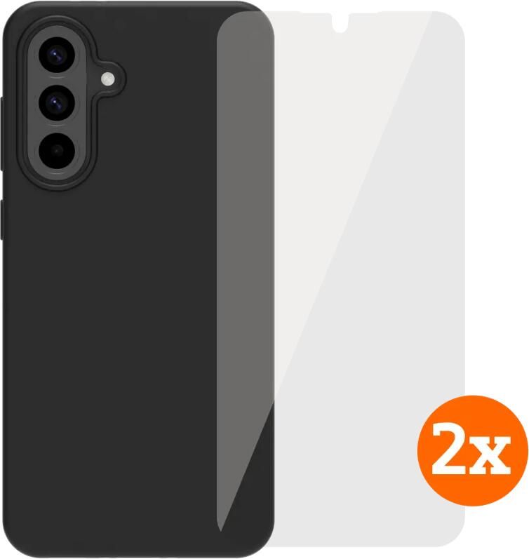 BlueBuilt Samsung Galaxy A56 Back Cover Zwart + Screenprotector Glas Duo Pack