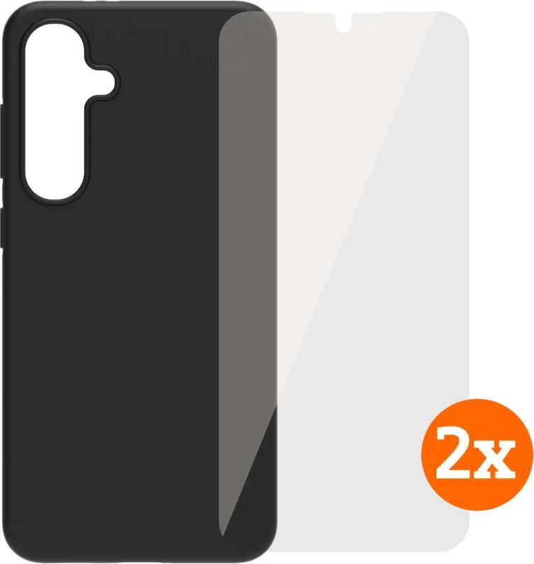 BlueBuilt Samsung Galaxy S24 FE Back Cover Zwart + Screenprotector Glas Duo Pack