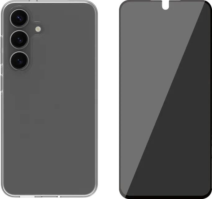 BlueBuilt Samsung Galaxy S25 Back Cover Transparant + Privacy Screenprotector Glas