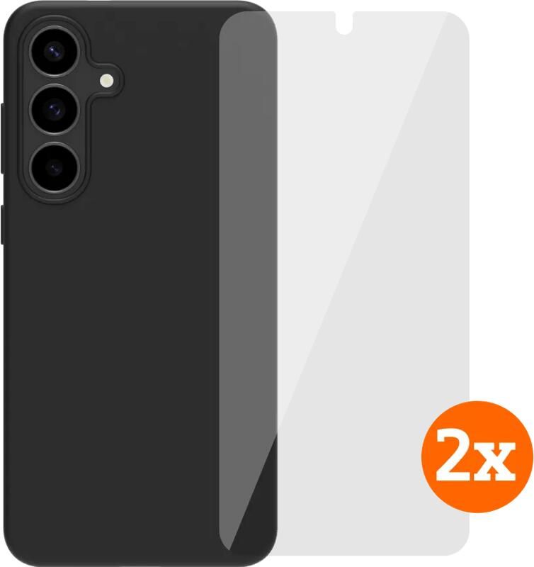 BlueBuilt Samsung Galaxy S25 FE Back Cover Zwart + Screenprotector Glas Duo Pack