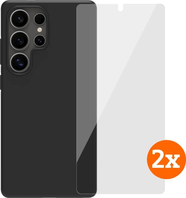 BlueBuilt Samsung Galaxy S25 Ultra Back Cover Zwart + Screenprotector Glas Duo Pack