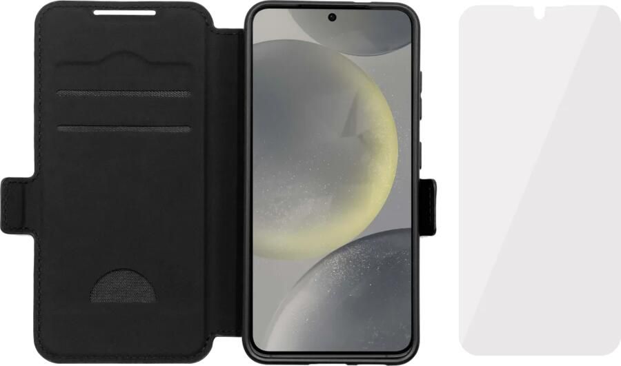 BlueBuilt Samsung Galaxy S25 Ultra Book Case Leer Zwart + Screenprotector Glas