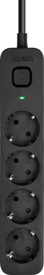 BlueBuilt Stekkerdoos 4-voudig 3 meter Zwart