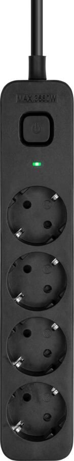 BlueBuilt Stekkerdoos 4-voudig 3 meter Zwart