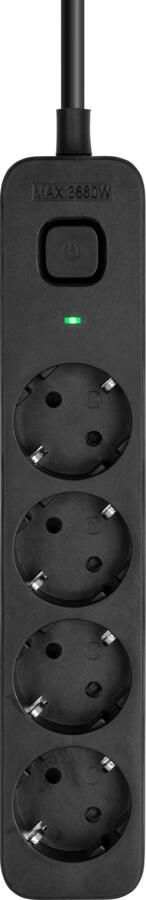 BlueBuilt Stekkerdoos 4-voudig 3 meter Zwart