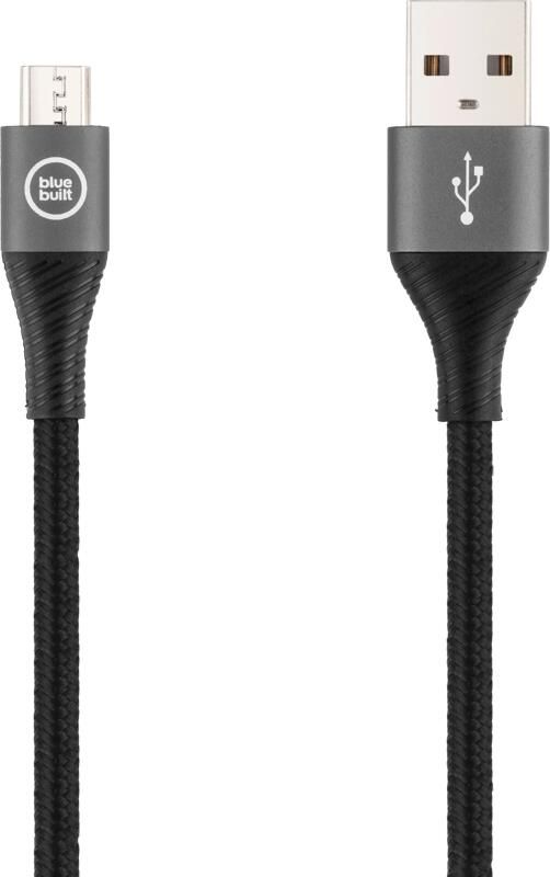 BlueBuilt Usb A naar Micro Usb Kabel 1 5m Nylon Zwart