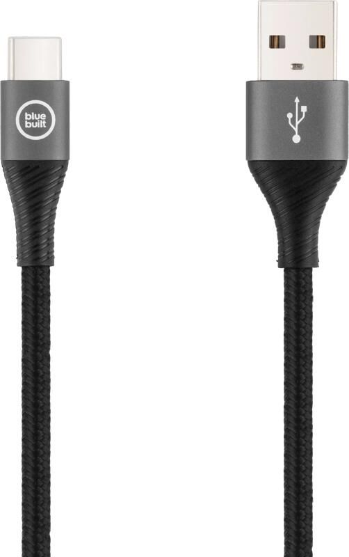 BlueBuilt Usb A naar Usb C Kabel 3m Nylon Zwart