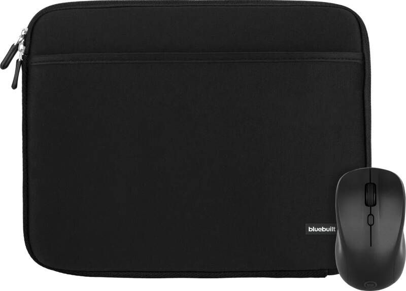 BlueBuilt Laptophoes breedte 32 cm 14 inch Zwart + Nexum Draadloze muis