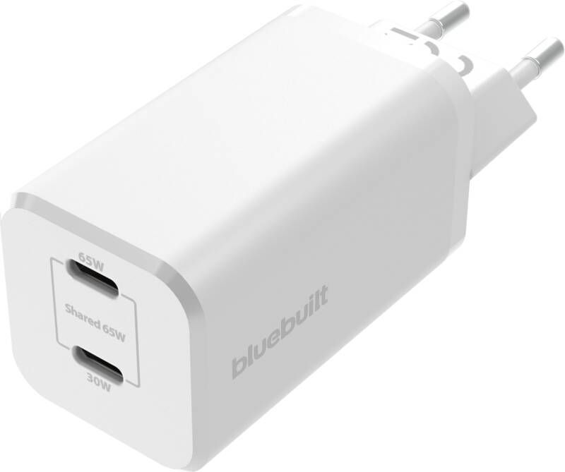 BlueBuilt Power Delivery Oplader met 2 Usb C Poorten 65W Wit