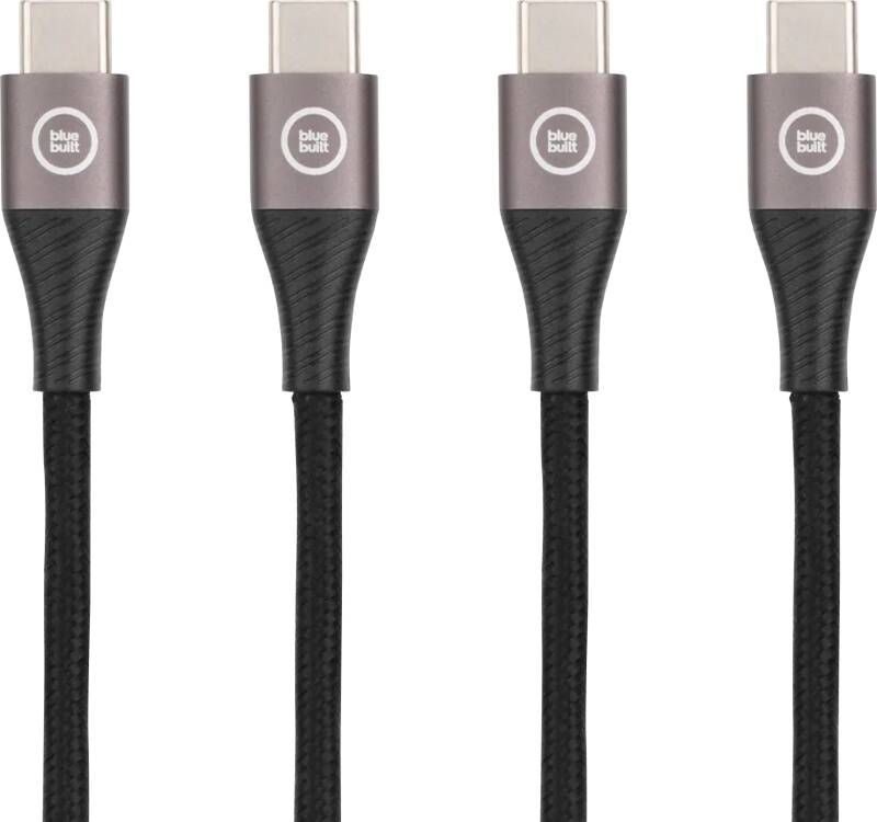 BlueBuilt Usb C naar Usb C Kabel 1 5m Nylon Zwart Duo Pack