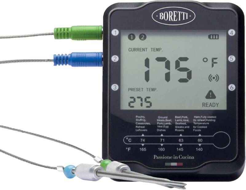 Boretti BBQ Thermometer met 2 sondes incl. batterijen app magneet