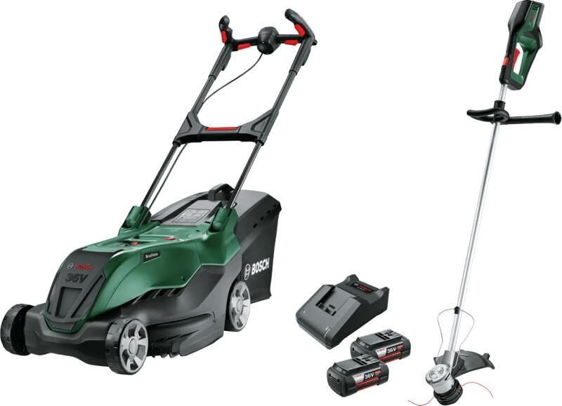 Bosch AdvancedRotak 36V-40-650 + AdvancedGrassCut 36V-33 + 4 0 Ah Accu (2x)