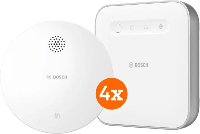 Bosch Draadloze Rookmelder 4-Pack + Smart Home Controller