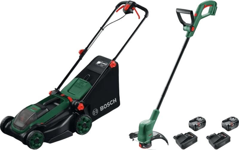Bosch Rotak 18V2-38 + Easygrasscut 18 + Starterset 18V 4 0 Ah (2x)