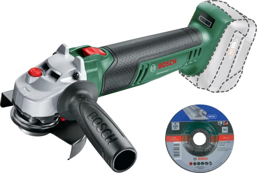 Bosch UniversalGrind 18V-75 (zonder accu) + Slijpschijf Metaal 125 mm 5 stuks