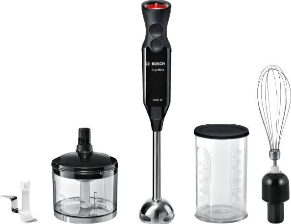 BOSCH Staafmixer MS61B6170 extra lichte ergonomische kast 12 standen incl. versnipperaar maatbeker en garde zwart