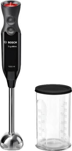 BOSCH Staafmixer ErgoMixx MS6CB6110 groot vermogen turbofunctie blender met deksel zilver zwart