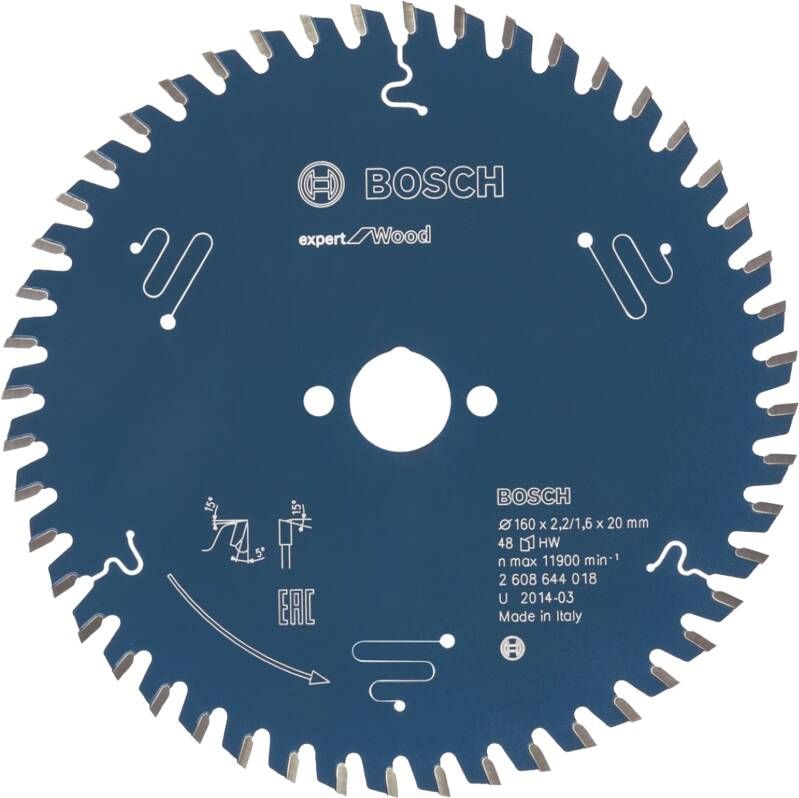 Bosch Professional Bosch Expert Wood Zaagblad voor Hout 165x20x2 6mm 48T