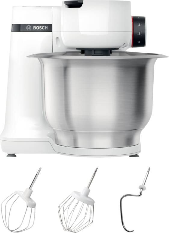 BOSCH Keukenmachine MUMS2EW00 MUM Serie 2 veelzijdig te gebruiken patisserieset edelstaal wit
