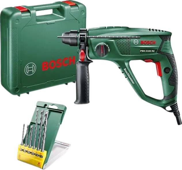 Bosch Boorhamer Pbh 2100 Re + 6-delige Promoline Sds Plus S2 Borenset