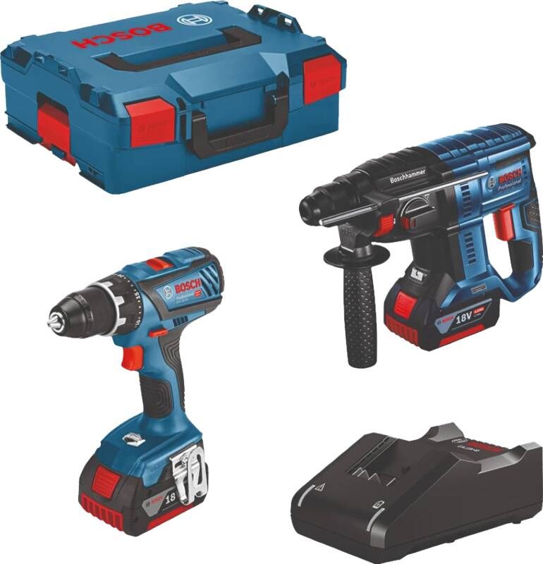 Bosch Professional Accu toolkit Combipack 18V GSR + GBH GSR 18V-28 GBH 18V-21 2x 4 0Ah lader GAL 18V-40