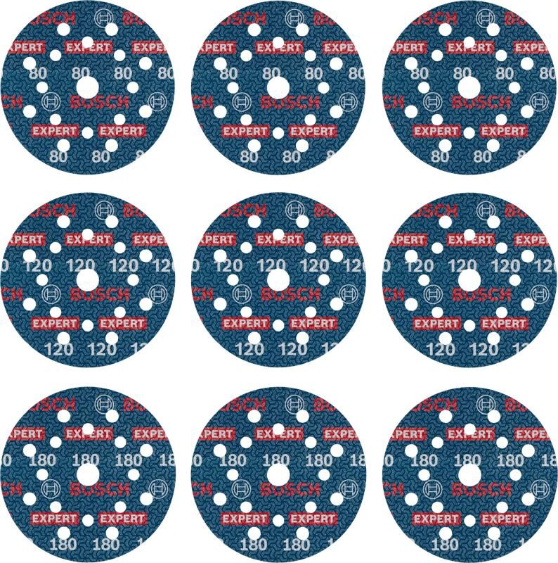 Bosch Professional EXPERT O780 125 millimeter K80 K120 K180 (9x)