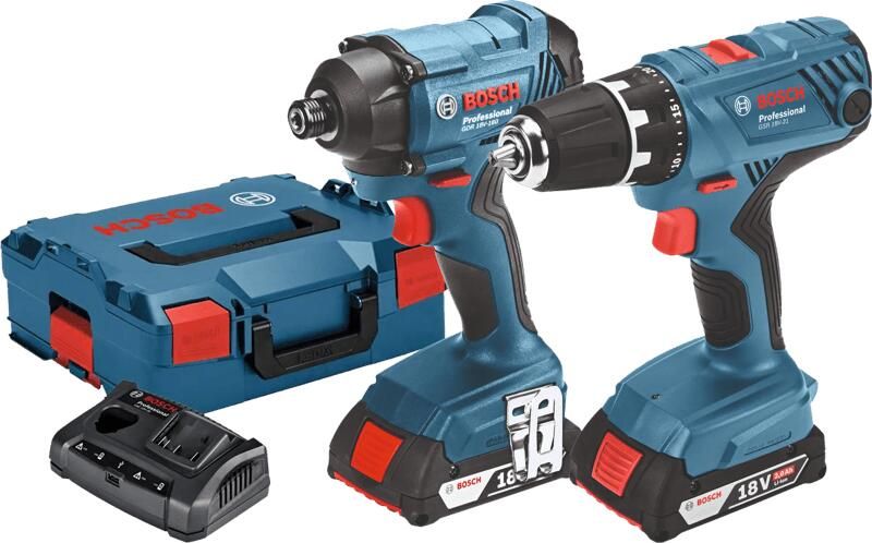 Bosch Professional Bosch 06019G5101 18V Li-Ion accu boor- schroefmachine (GSR 18V-21) & Slagschroevendraaier (GDR 18V-160) combiset (2x 2 0Ah accu) in L-boxx