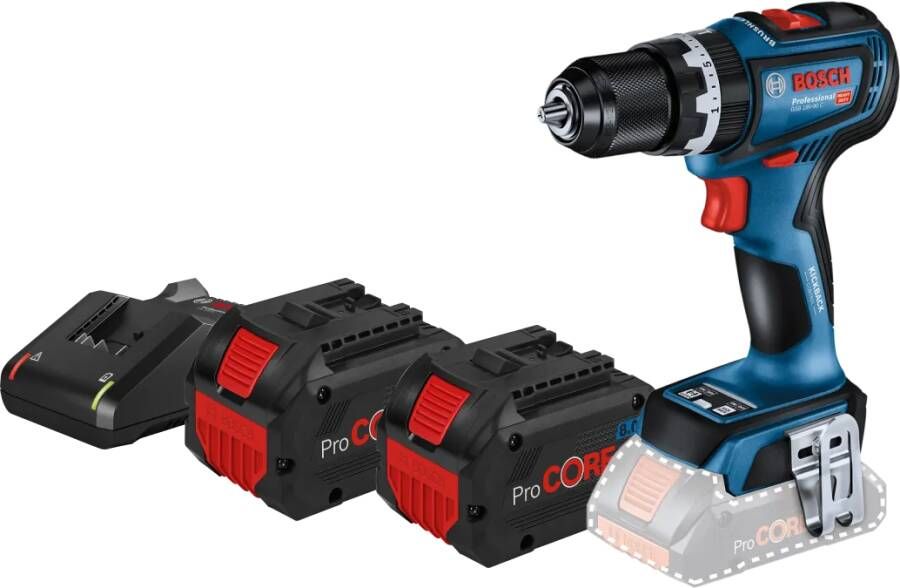 Bosch Professional GSB 18V-90 C 8 0 Ah ProCORE Accu (2x) Starterspakket