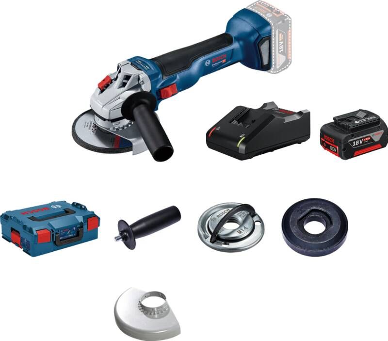 Bosch Professional GWS 18V-10 + 4 0 Ah GBA accu en snellader