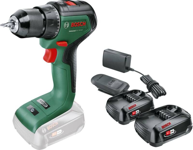 Bosch UniversalDrill 18V-60 + 2.5 Ah Accu (2x)