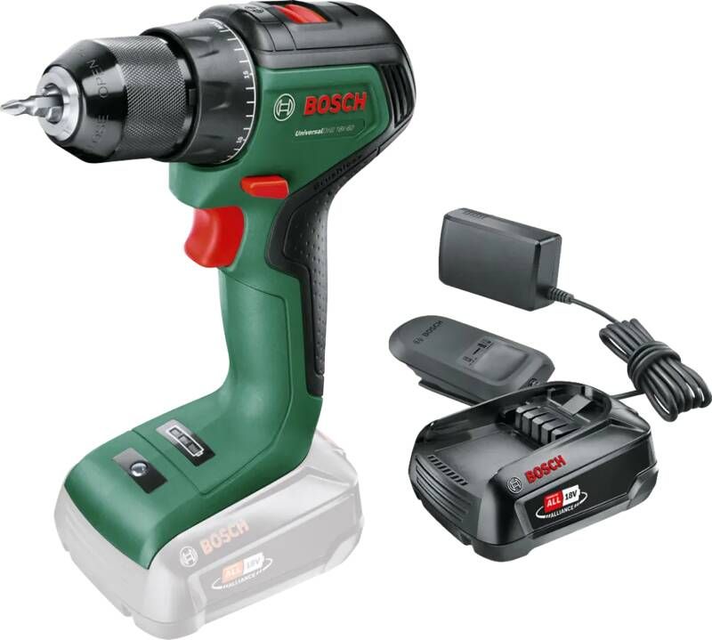 Bosch UniversalDrill 18V-60 + POWER FOR ALL 18V 2 5 Ah Accu Set