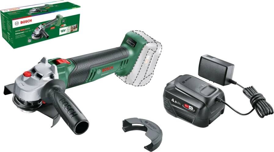 Bosch UniversalGrind 18V-75 + 4 0 Ah accu en lader