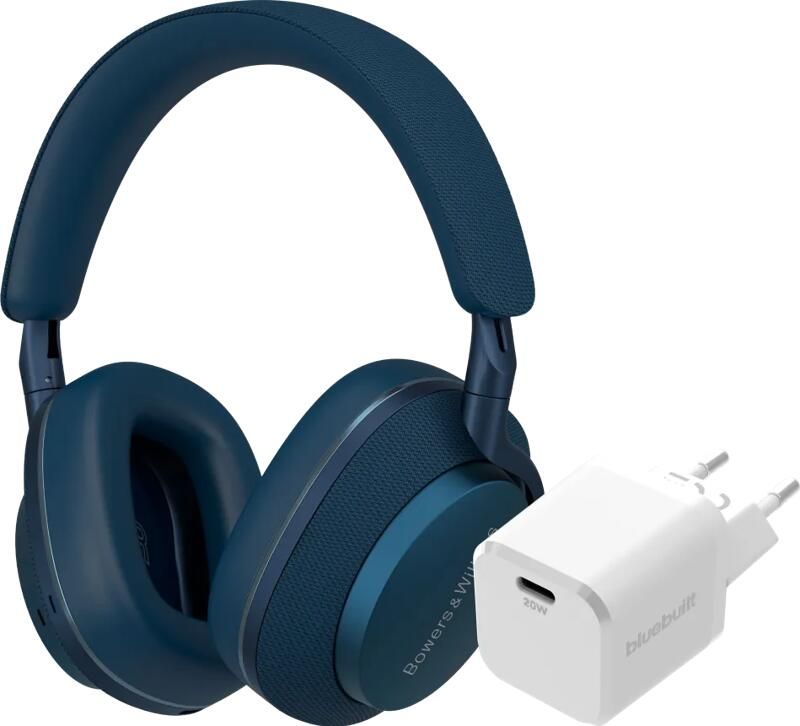 Bowers & Wilkins Px7 S2e Blauw + BlueBuilt Power Delivery Oplader met Usb C Poort 20W Wit
