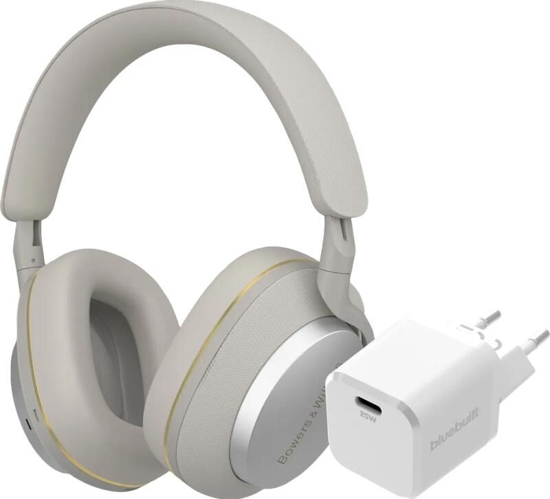 Bowers & Wilkins Px7 S2e Grijs + BlueBuilt Power Delivery Oplader met Usb C Poort 20W Wit