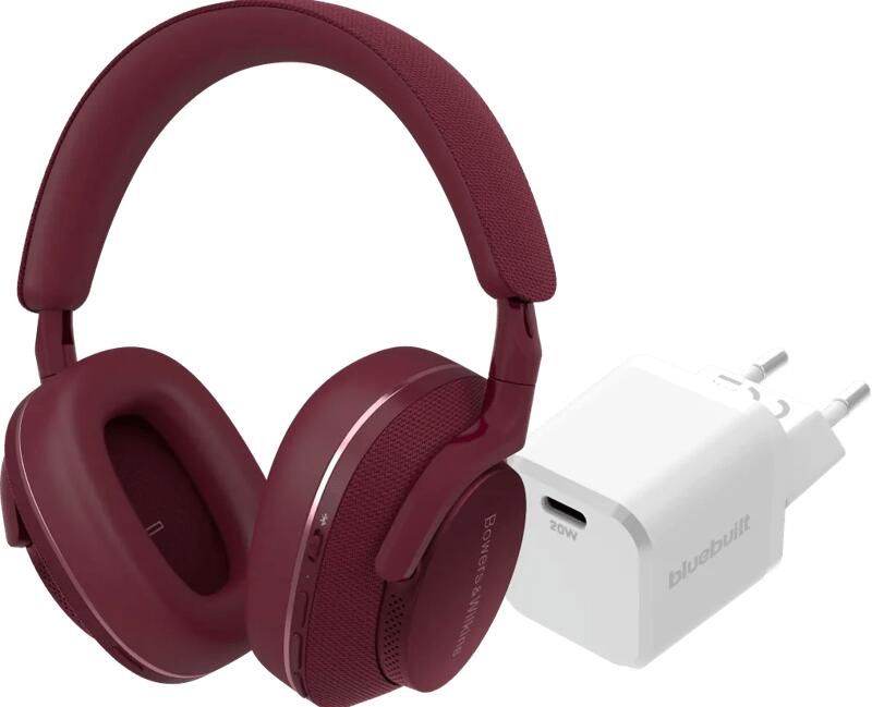 Bowers & Wilkins Px7 S2e Rood + BlueBuilt Power Delivery Oplader met Usb C Poort 20W Wit