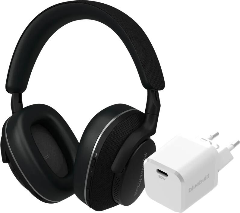 Bowers & Wilkins Px7 S2e Zwart + BlueBuilt Power Delivery Oplader met Usb C Poort 20W Wit