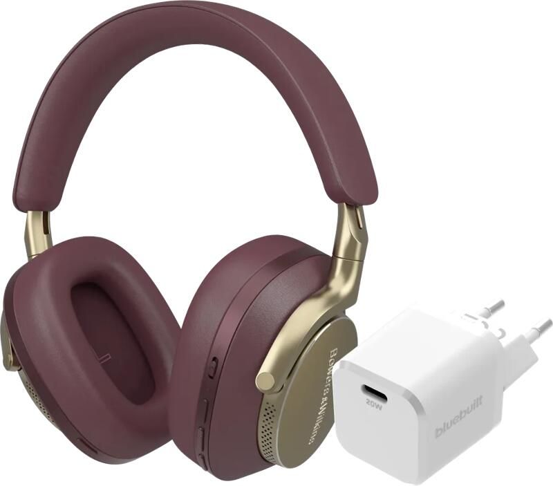 Bowers & Wilkins PX8 Rood + BlueBuilt Power Delivery Oplader met Usb C Poort 20W Wit